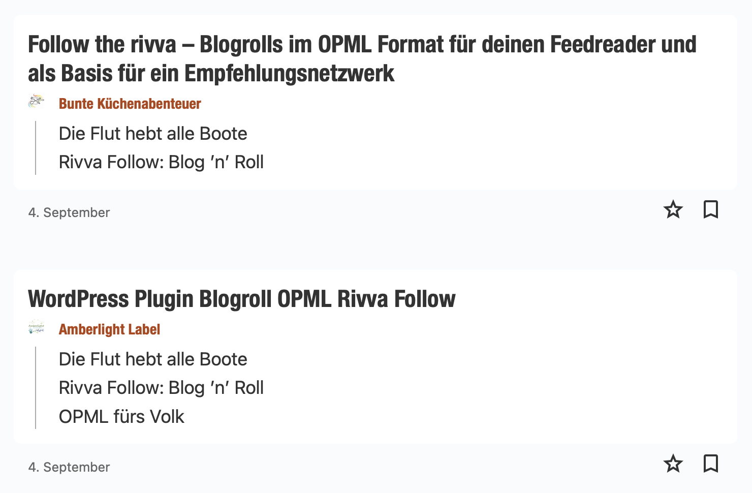 Im Rivva-Profil werden gefundene Mentions als Liste eingehender Links angezeigt.