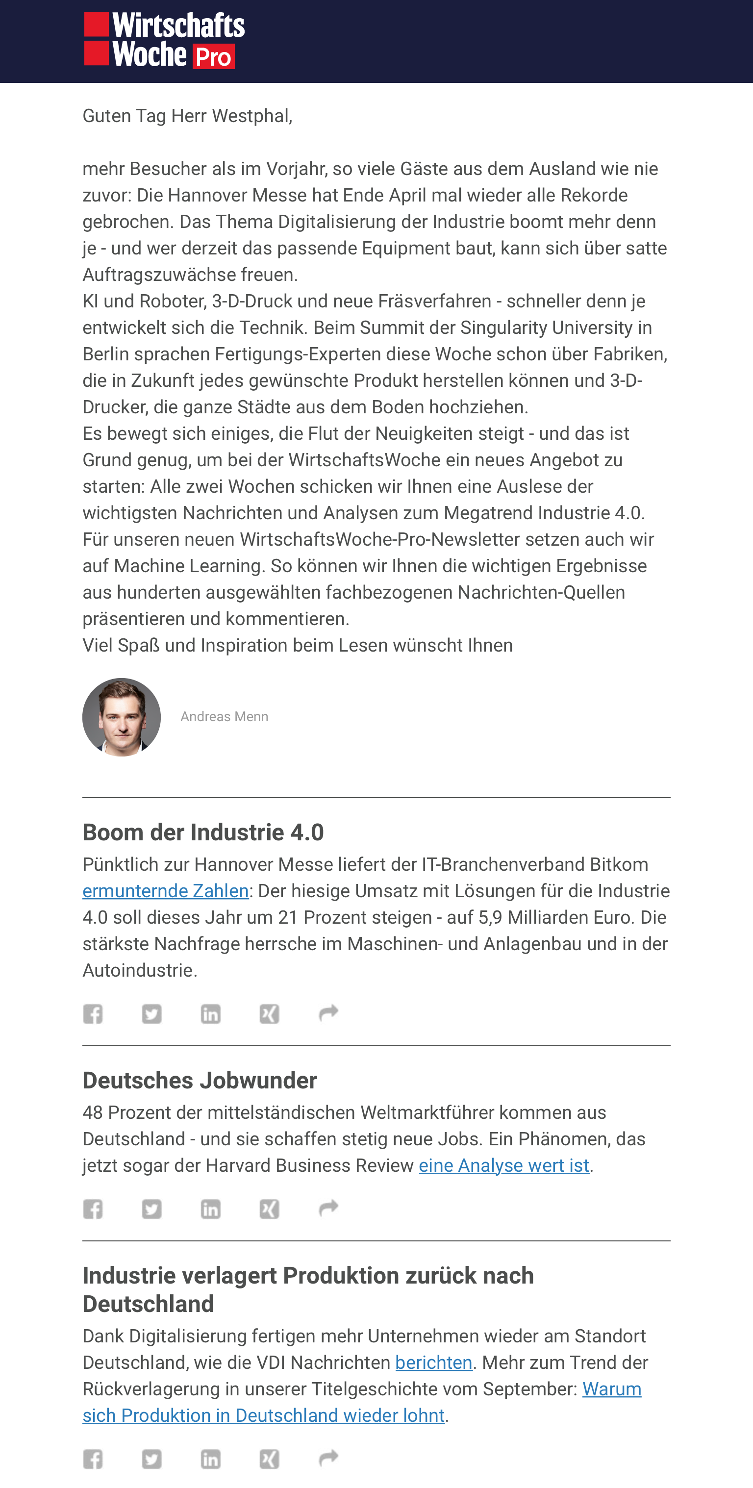 WiWo.Pro-Newsletter